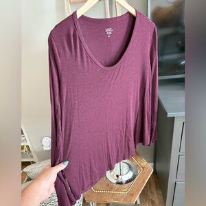 Market & Spruce Burgundy Long Sleeve Blouse